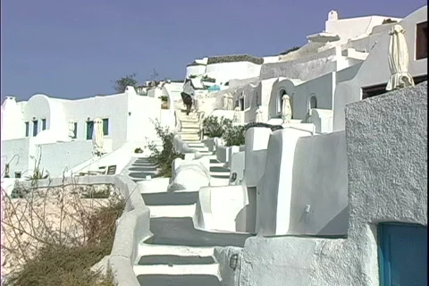 Walkway to Oia Stock Footage