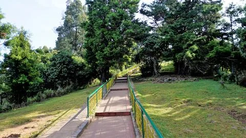 Walkway or path to the view points at the Top of Doddabetta peak from teles.. Stock Photos