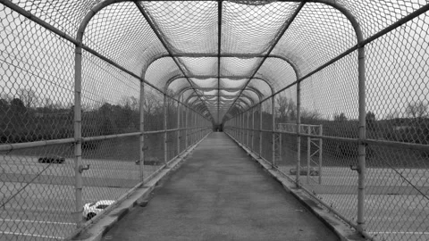 Walkway over the freeway Black and white Stock Footage 133653273