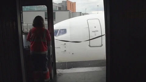 Walkway For Passengers Boarding Stock Footage 129628798
