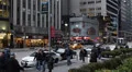 Walkway Pedestrians Walking, NYPD Patrol Car, New York City Busy Traffic Jam Car HD Footage