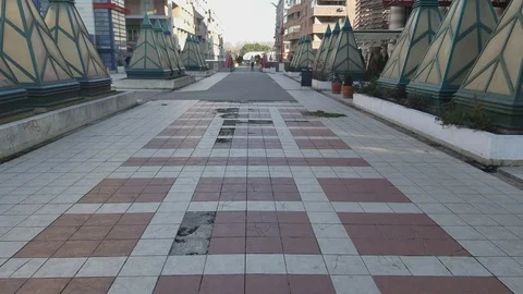 A walkway for people with broken cubes 스톡 동영상 86084093