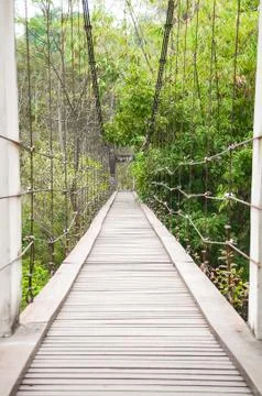 Walkway at suspension bridge. Stock Photos