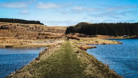 Walkway of two lakes Stock Photos