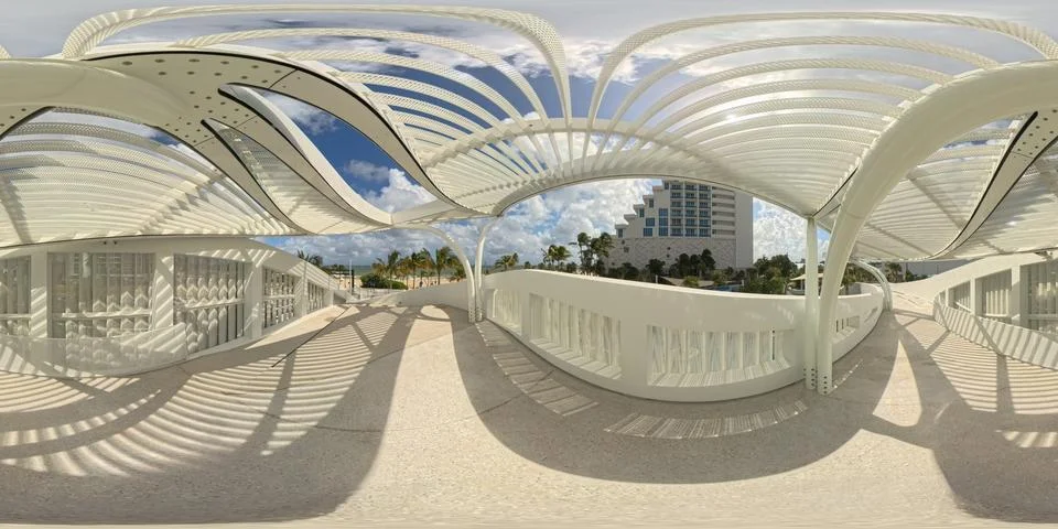 Walkway under metal, 360 equirectangular photo Stock Photos