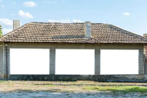 Wall with 3 blank space for your advertising. Stock Photos