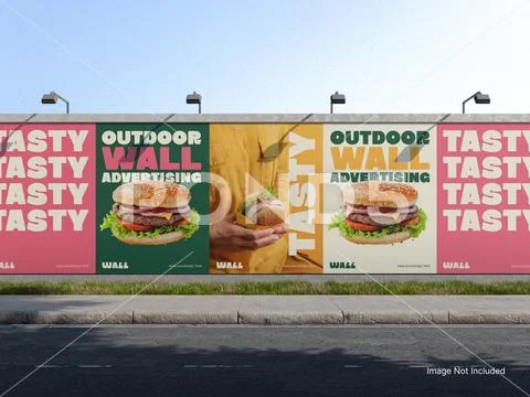 Wall Advertising Mockup - Building Side Panel Plantilla PSD