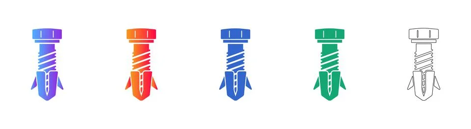 Wall Anchor and Screw Vector Set Stock Illustration