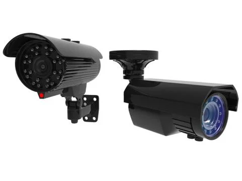 Wall and ceiling mounted surveillance cameras Stock Illustration