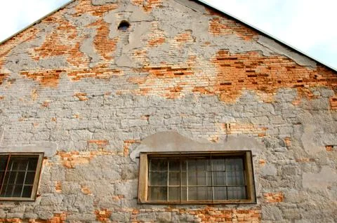 Wall and dormer of old chappy house. Stock Photos