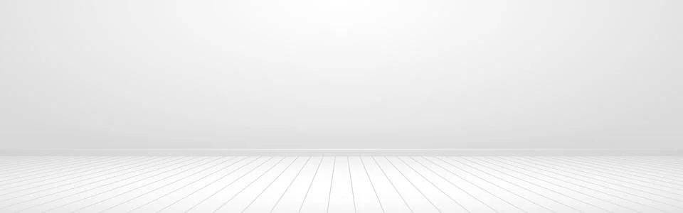 Wall and floor mockup. Empty white room. Wide wall with light effect. Interior Stock Illustration