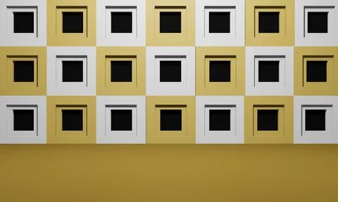 Wall and floor with square frames on red background Stock Illustration