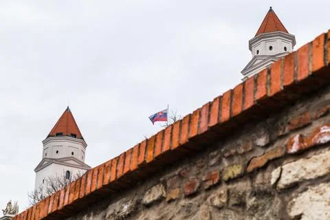 Wall around Bratislava Castle Stock Photos