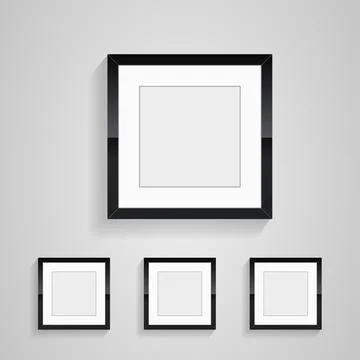 Wall art of photo frames, four rectangles frame of picture on white wall de.. Stock Illustration