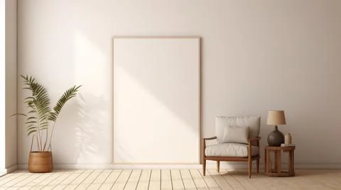 Wall Art Poster Frame Mockup Boho Style Stock Illustration