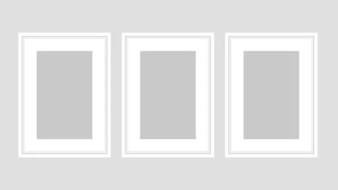 Wall art poster set of three white A4 frames Illustrazione stock