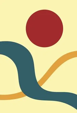 Wall art wave circle retro vintage unique design abstract Illustrazione stock