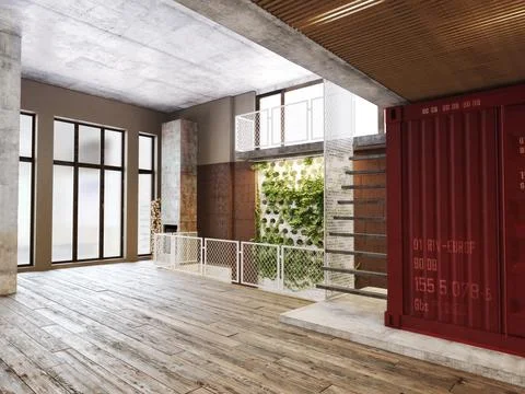 Wall atrium interior Stock Illustration