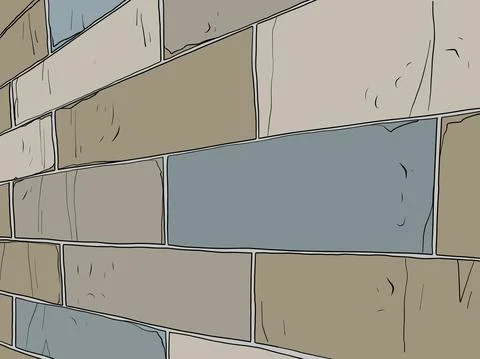 Wall background, blocks bricks, gray color. Prison. Side angle view Illustrazione stock