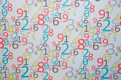 Wall Background of clorfull numbers. from zero to nine. Background with clorf Stock Photos