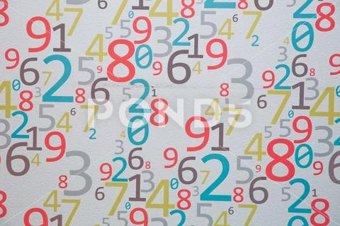 Wall Background of clorfull numbers. from zero to nine. Background with clorf Stock Photos