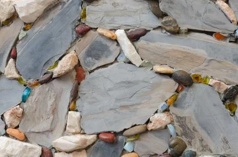 Wall background decorated with stone Foto stock