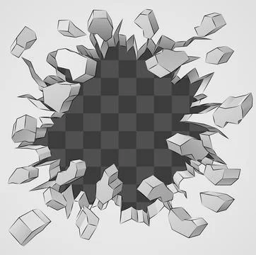 Wall Background Hole Breaking Through Design Stock Illustration