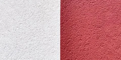 Wall background painted half white and red Stock Photos