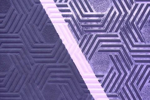 Wall background with a pattern of blue hexagonal geometric shapes divided by  Stock Photos