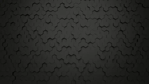Wall background of randomly positioned black hexagons Stock Illustration