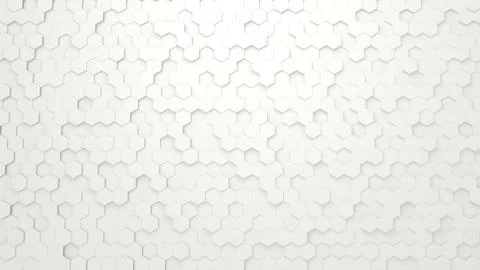 Wall background of randomly positioned white hexagons Stock Illustration