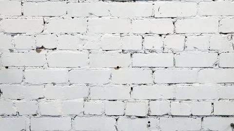 Wall Background. White Rustic Texture Brickwork. Retro Whitewashed Old Brick Stock Photos