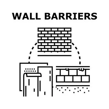 Wall barriers concept protecting bricks, waterproofing, and foundation Ilustración de archivo