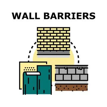 Wall barriers concept protecting bricks, waterproofing, and foundation Ilustración de archivo