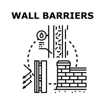 Wall barriers protecting building from moisture and cold Stock Illustration