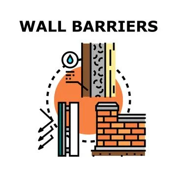 Wall barriers protecting building from moisture and cold Stock Illustration