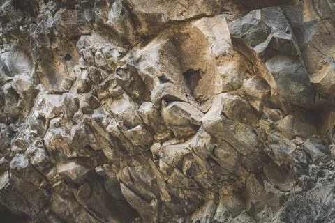 Wall of basalt rock formations Stock Photos