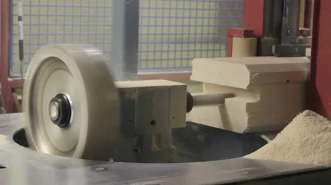 Wall beam processing machine cnc. Milling cutter processing. Woodworking. Video stock 61381368