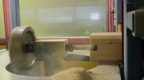 Wall beam processing machine cnc. Milling cutter processing. Woodworking. Video stock 61381369