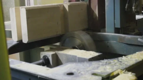 Wall beam processing machine cnc. Milling cutter processing. Woodworking. Video stock 61381403