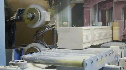 Wall beam processing machine cnc. Processing of laminated veneer lumber mills. Video stock 61381609