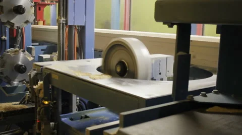 Wall beam processing machine cnc. Milling cutter processing. Woodworking. Video stock 61381622