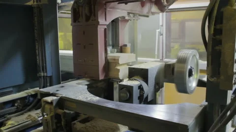 Wall beam processing machine cnc. Milling cutter processing. Woodworking. Video stock 61381663