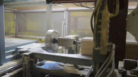 Wall beam processing machine cnc. Milling cutter processing. Woodworking. Stock Footage 61381671