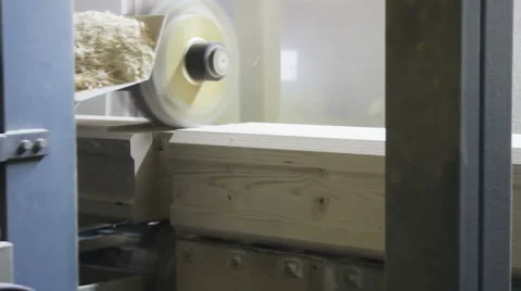 Wall beam processing machine cnc. Processing of laminated veneer lumber mills. Video stock 61381694