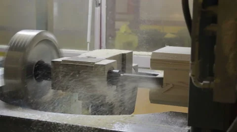 Wall beam processing machine cnc. Milling cutter processing. Woodworking. Video stock 61381705