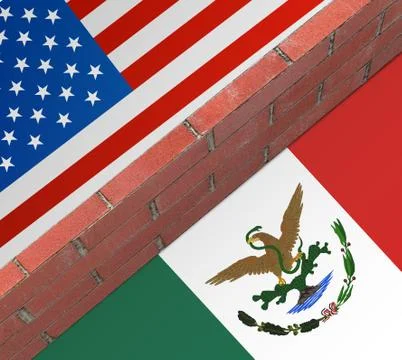 Wall between the US and Mexico. Stock Illustration