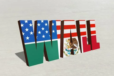 Wall between the US and Mexico. Stock Illustration