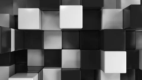 Wall of black and white cubes 스톡 일러스트