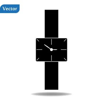 Wall black clock modern icon. Simple illustration of wall black clock modern  Stock Illustration